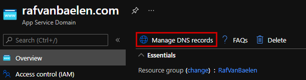 Manage DNS records in the Azure Portal